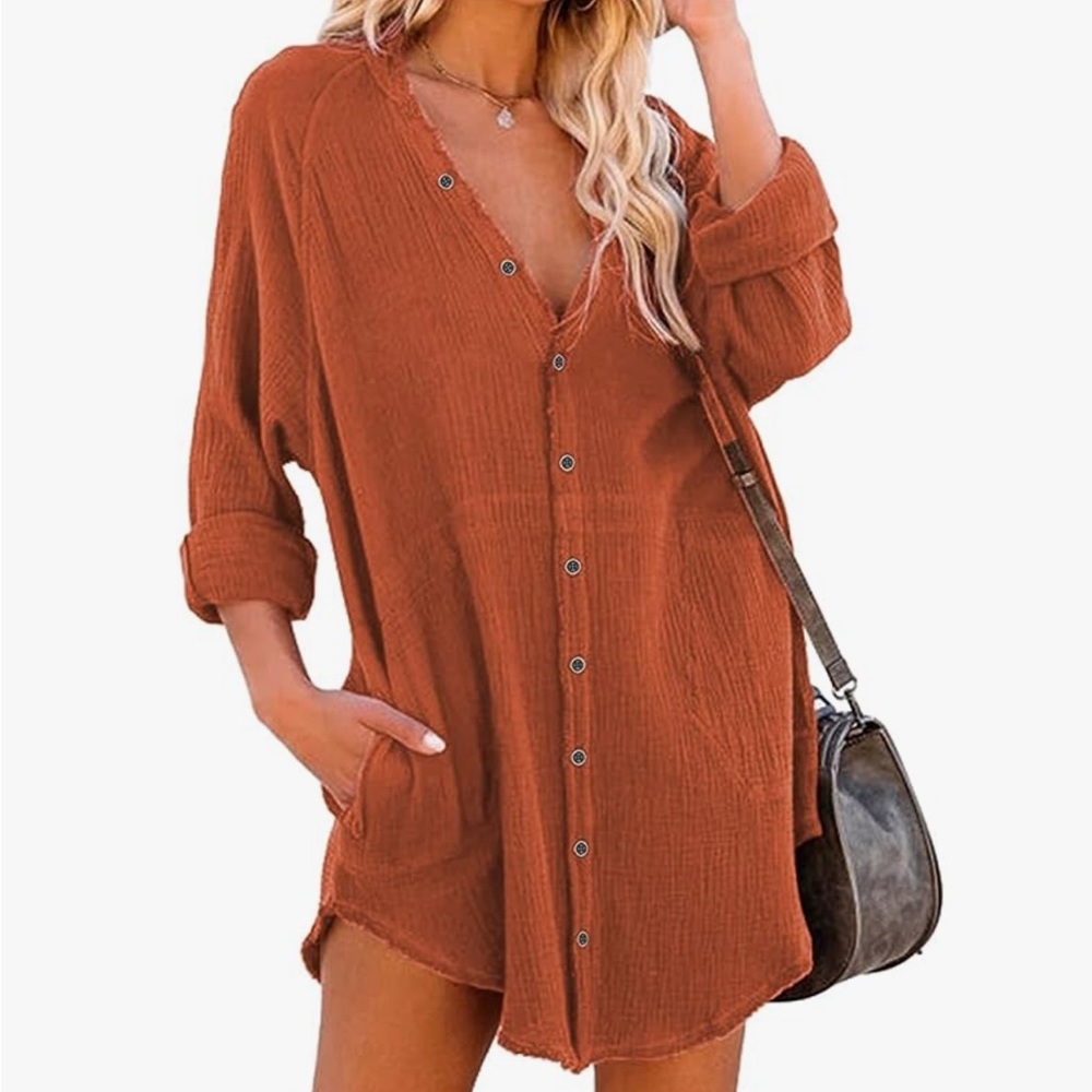 Cotton gauze Fall Top cover up tunic